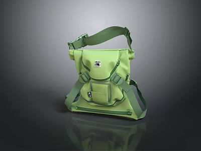 Green Practical Shoulder Bag With Adjustable Strap Multiple Pockets And Casual Design For Daily Use 3d model
