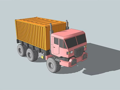 Functional Truck With Pink Cab And Yellow Cargo Container For Transport 3d model