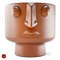Colorful Face Shaped Mugs Featuring Decorative Facial Features Design 3d model