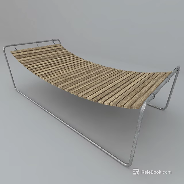Modern Comfortable Wooden Hammock with Sturdy Metal Frame for Outdoor Relaxation 3d model 