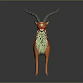 Orange Antelope With Long Horns Saddle Red Bridle And White Mane