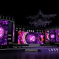 Modern Stage Design With LED Screens Purple Pink Lighting Effects And Logo