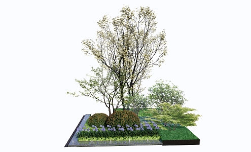 Modern flower bed plant combination plant pile tree shrub combination flower and grass combination 3d model