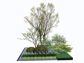 Modern flower bed plant combination plant pile tree shrub combination flower and grass combination 3d model