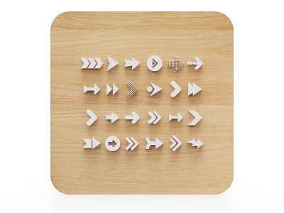 Household Item Wooden Board With White Directional Arrows And Various Symbols For Home Use 3d model