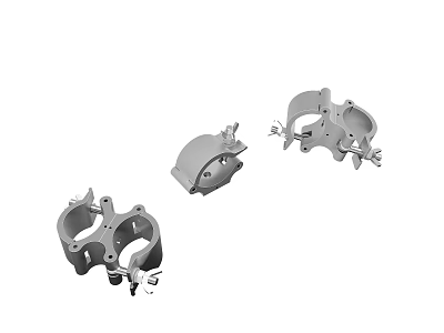 Gray Metal Industrial Brackets With Multiple Holes And Adjustable Clamping Parts 3d model
