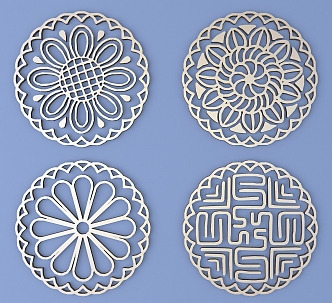 Chinese-style Metal Carved Traditional Pattern Carved Pattern 3d model