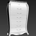 Antique Wooden Chest of Drawers with Ornate Handles and Carved Decorative Edges