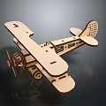 Wooden Airplane Model Biplane With Propeller Detailed Structure And Crafted Design