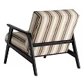 Modern Leisure Chair With Striped Fabric Black Frame And Comfortable Armrests