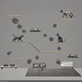 Modern Wall Mounted Cat Shelves With Perches Bed And Food Bowls For Pet Living Supplies