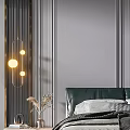 Elegant Modern Bedroom Interior With Paneled Walls Dark Green Headboard And Pendant Lights