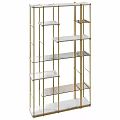 Modern Gold Metal Frame Glass And Marble Shelves Multi Tier Display Shelving Unit