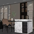 Modern Wine Cellar Design With Wooden Wine Racks Marble Countertop Dining Table And Chairs