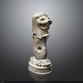 Artistic White Merlion Sculpture With Detailed Lion Head And Fish Tail Design Base