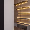 Modern Wooden Bookshelf With LED Lighting And Layered Shelves Design
