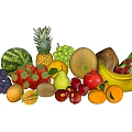 Assorted Fresh Fruits Including Watermelon Pineapple Grapes And Bananas On White Background