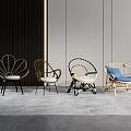 Stylish Rattan Leisure Chairs With Different Designs And Blue Cushion In Modern Interior