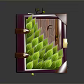 Stylish Purple Storage Box With Green Leafy Pattern And Wooden Decorative Accents