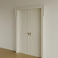 Cream Double Doors With Modern Symmetric Panel Design And Brass Handles