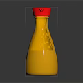 Kikkoman Soy Sauce Bottle With Red Cap And Yellow Liquid In Transparent Container