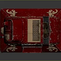 Vintage Red Cash Register With Ornate Gold Decorative Patterns And Classic Design