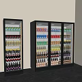 Black Upright Glass Door Refrigerators Freezers Display Beverages And Food In Modern Kitchen