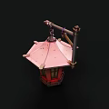 Traditional Pink Lantern Chandelier with Metal Bracket Glass Panels and Vintage Design