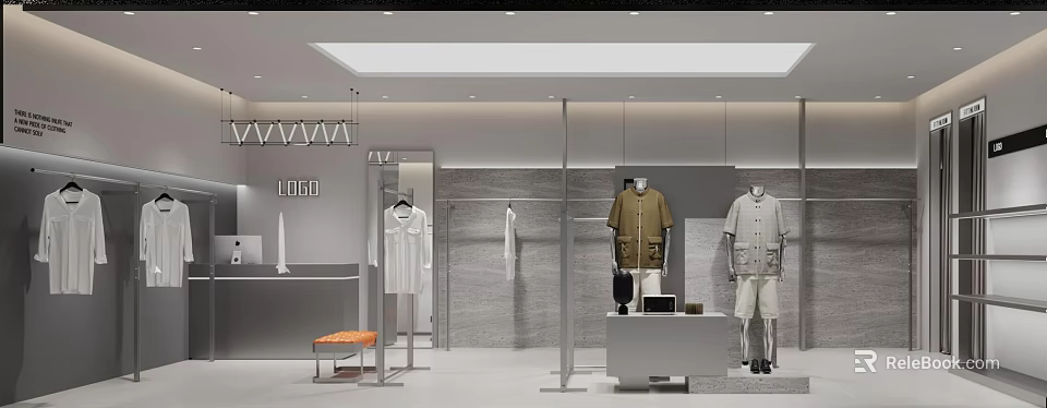 Elegant Sleek Contemporary Clothing Store With Well Arranged Apparel Display And Fashionable Mannequin Setups 3d model 