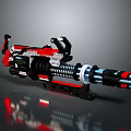 3D Model Heavy Weapon With Red Black Spiral Barrel And Metallic Finish