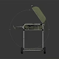 Green Portable Grill With Wheels Metal Stand And Open Lid For Outdoor Cooking