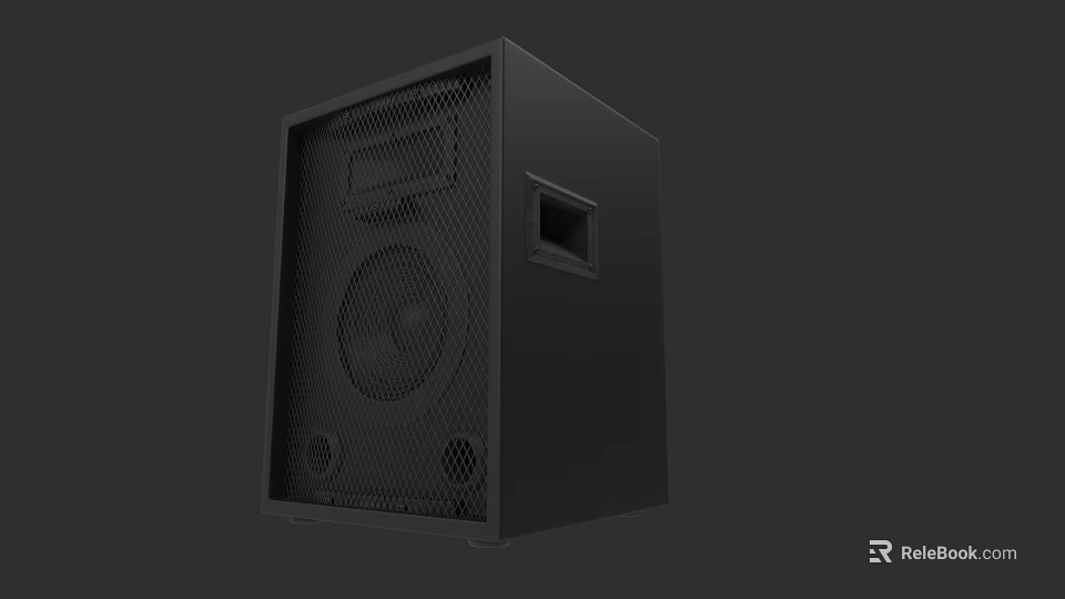 Black Professional Audio Speaker With Mesh Front Panel And Powerful Bass 3d model 