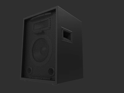 Black Professional Audio Speaker With Mesh Front Panel And Powerful Bass 3d model