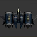 Blue Space Shuttle Models With Yellow Details Black Base And Thrusters For Space Exploration 3d model