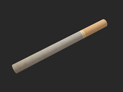Single Cigarette With Gray Body And Yellow Filter Isolated On Black Background 3d model