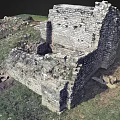 Ancient Ruined Stone Walls With Broken Bricks And Grass Covered Ground 3d model