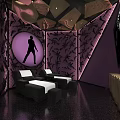 Modern SPA Sauna Room With Massage Chairs Purple Lighting And Silhouette Decor