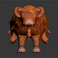 Fluffy Orange Cow Like Game Movie Character With Long Hair And Tassel