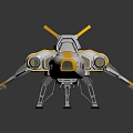 White And Yellow Streamlined Spaceship Model For Space Exploration With Engines And Wings 3d model