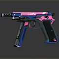 Vibrant Pink And Blue CPX Pistol Featuring Stylish Design And Paw Print Grip
