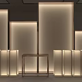 Modern Interior Design With Wooden Walls Illuminated Decor Marble Accents And Metal Base