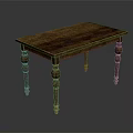 Classic Wooden Dining Table With Rectangular Tabletop And Ornate Carved Legs