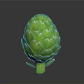Fresh Green Artichoke With Tightly Packed Leaves On Dark Background