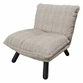 Comfortable Light Gray Upholstered Lounge Chair Featuring Plush Cushion And Black Legs