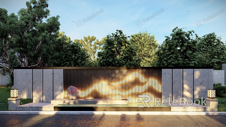 Modern landscape wall entrance landscape wall residential district landscape wall opposite landscape wall waterscape landscape wall plant group grid Zen landscape wall model