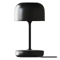 Modern Minimalist Black Table Lamp With Domed Shade Slim Pole And Round Base
