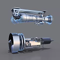 Turbojet Engine 3D Model Showing Internal Structure And Metallic External Design 3d model