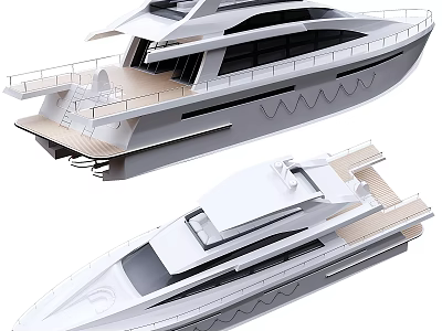 Modern Yacht Design With Sleek Exterior And Decks 3d model