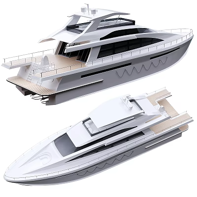 Modern Yacht Design With Sleek Exterior And Decks 3d model