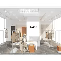 Modern Clothing Store Interior With Mannequin Display Clothes On Racks Marble Counter And Green Plant